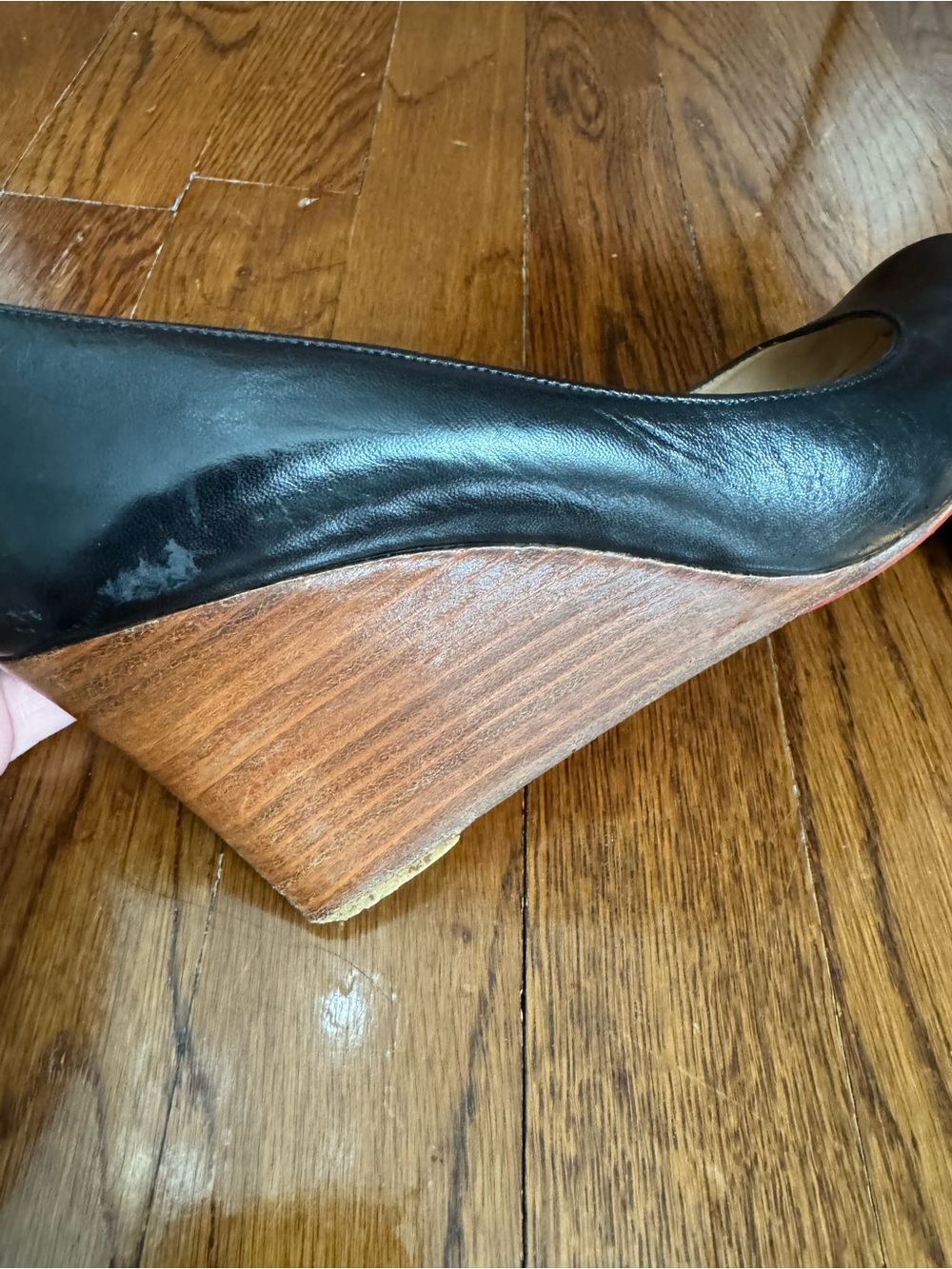 Christian Louboutin Black Leather Wedge Pumps - Picture 3 of 11